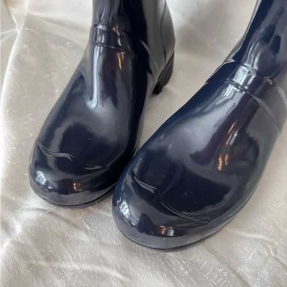 Hunter Original Tall Gloss Navy Blue Waterproof Boots - Picture 6 of 16